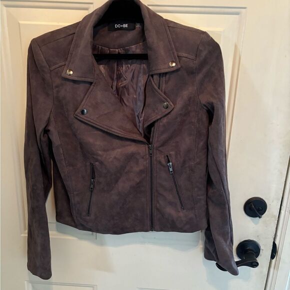 Do+Be Greige Faux Suede Moto Jacket size M - Picture 2 of 7